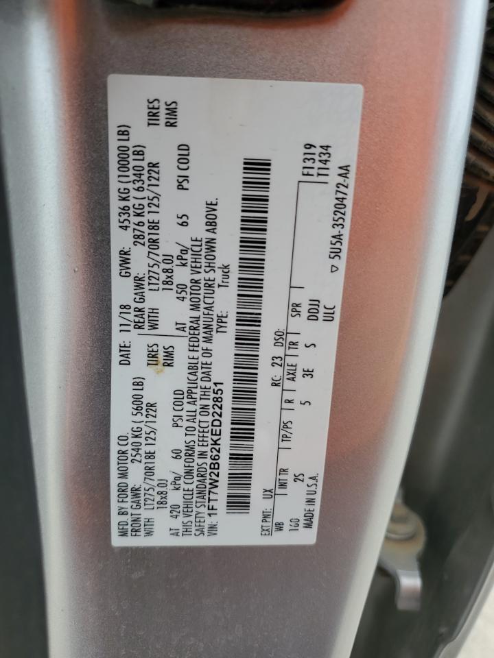 1FT7W2B62KED22851 FORD F250 2019