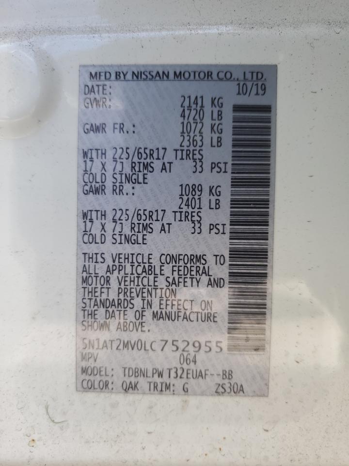 5N1AT2MV0LC752955 NISSAN ROGUE 2020