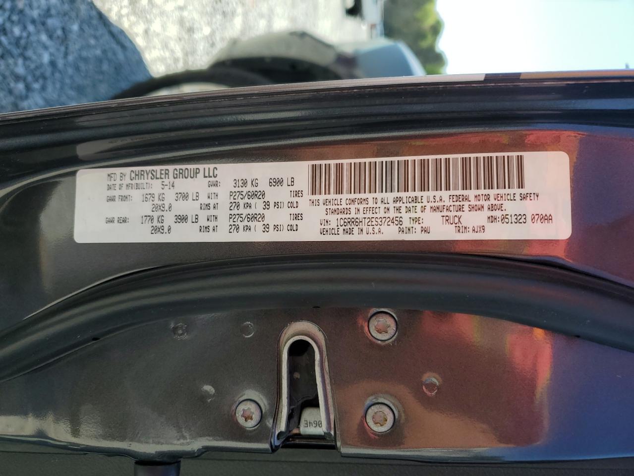 2014 Ram 1500 Sport VIN: 1C6RR6HT2ES372456 Lot: 51122135