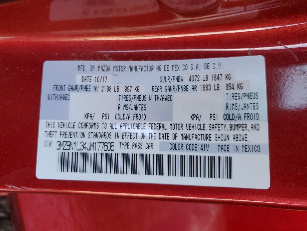 2018 Mazda 3 Touring VIN: 3MZBN1L34JM177605 Lot: 52559395
