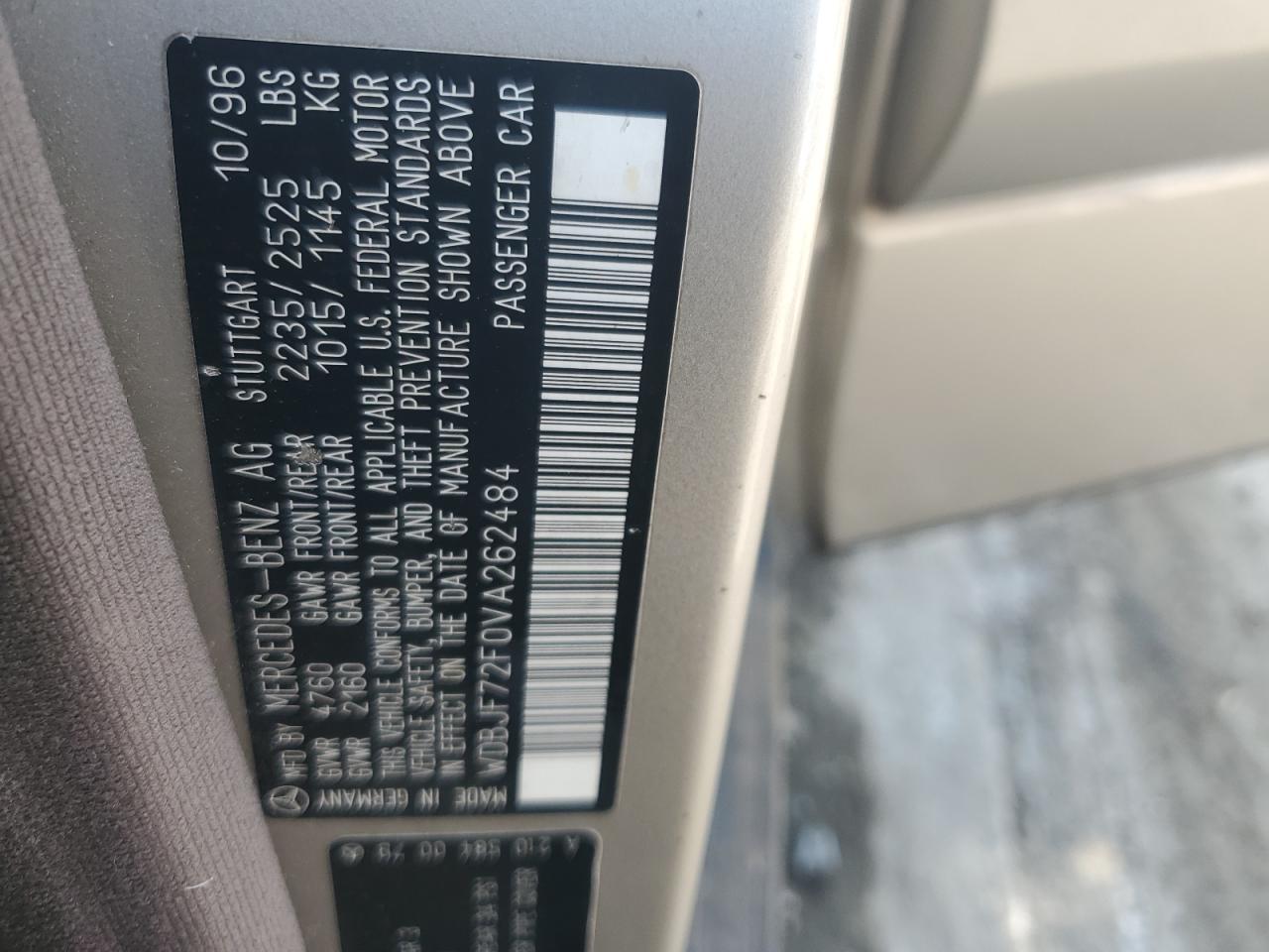 1997 Mercedes-Benz E 420 VIN: WDBJF72F0VA262484 Lot: 54346945