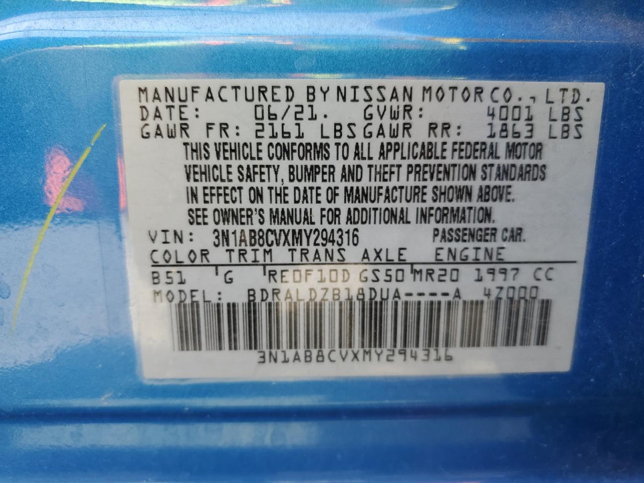 3N1AB8CVXMY294316 NISSAN SENTRA 2021