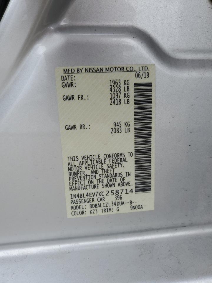 1N4BL4EV7KC258714 NISSAN ALTIMA 2019