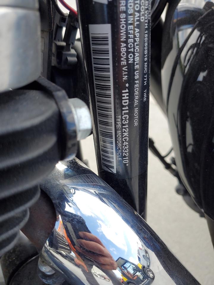 2019 Harley-Davidson Xl1200 X VIN: 1HD1LC312KC433210 Lot: 54848815
