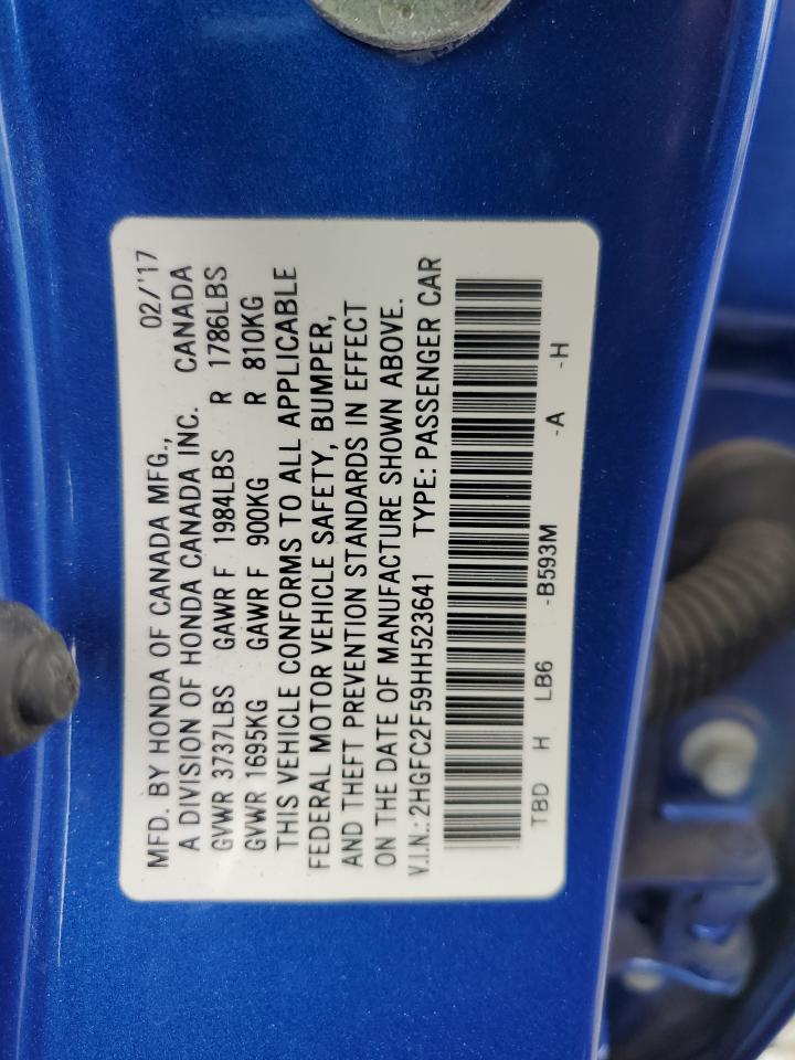 2HGFC2F59HH523641 HONDA CIVIC 2017