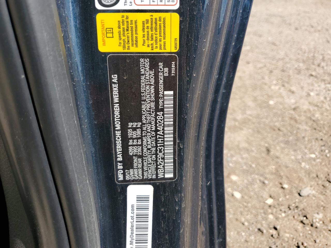 2017 BMW 230I VIN: WBA2F9C31H7A40284 Lot: 54183765