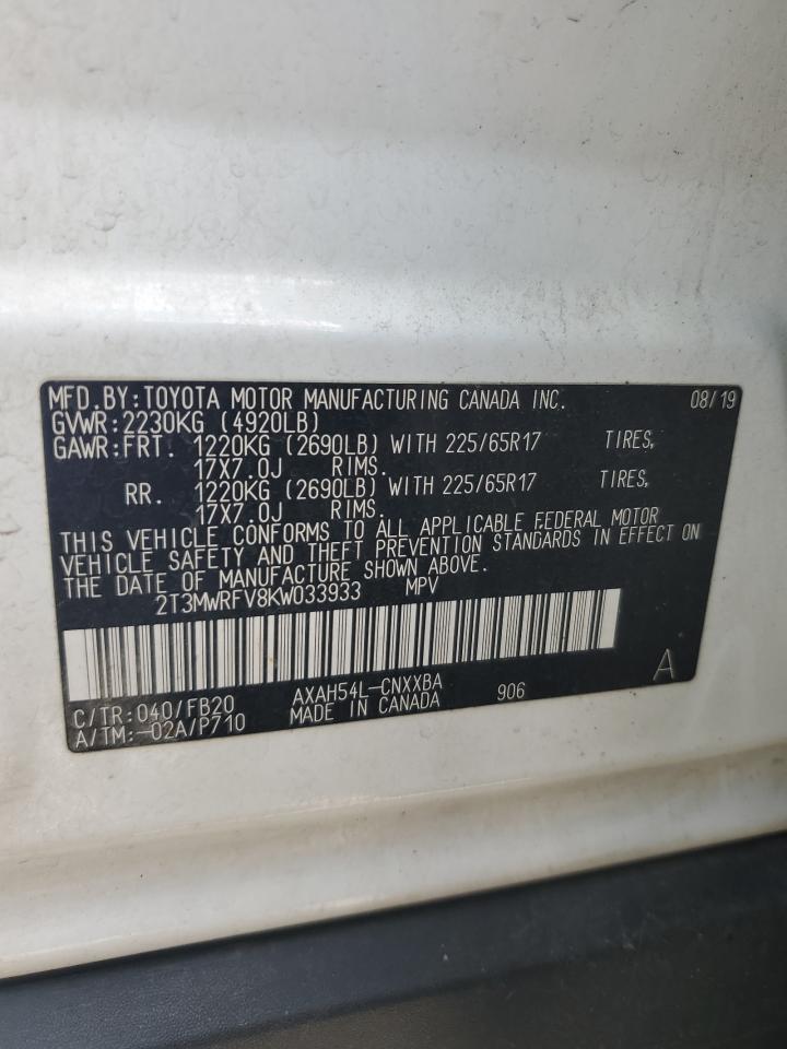 2T3MWRFV8KW033933 TOYOTA RAV4 2019