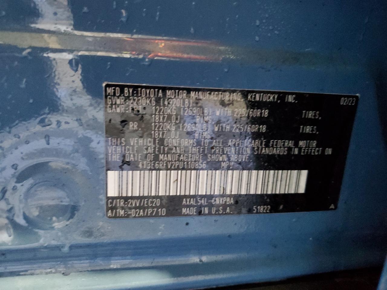 4T3E6RFV2PU110856 TOYOTA RAV4 2023