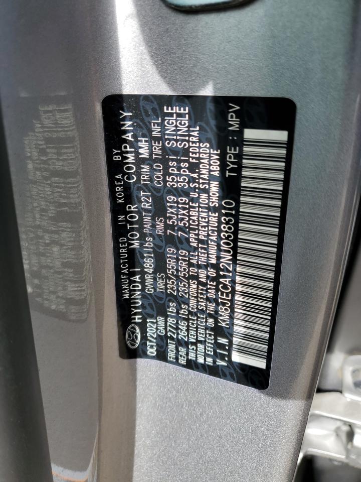 2022 Hyundai Tucson Limited VIN: KM8JECA12NU038310 Lot: 54994535