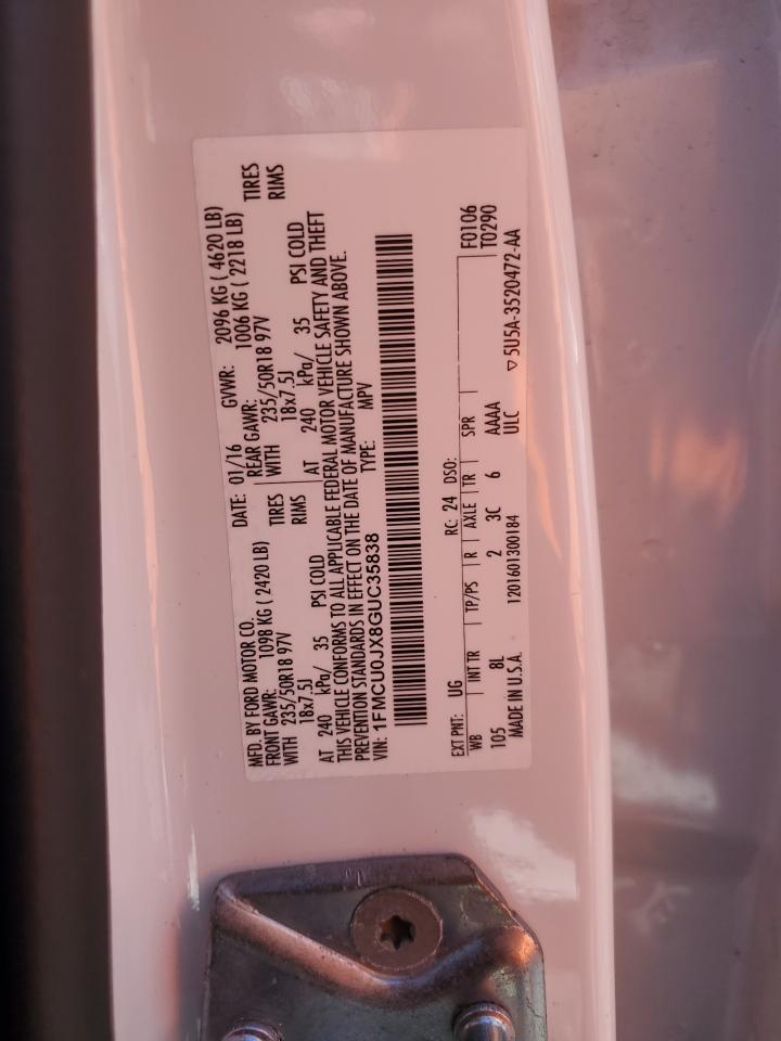 1FMCU0JX8GUC35838 FORD ESCAPE 2016