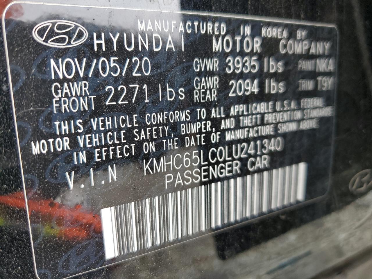 2020 Hyundai Ioniq Blue VIN: KMHC65LC0LU241340 Lot: 54361785
