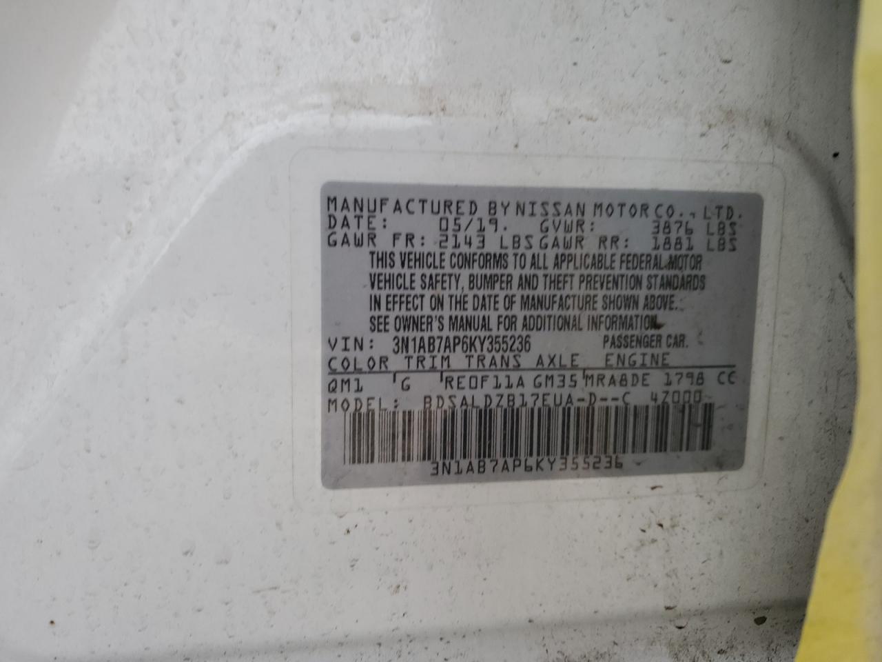 3N1AB7AP6KY355236 NISSAN SENTRA 2019