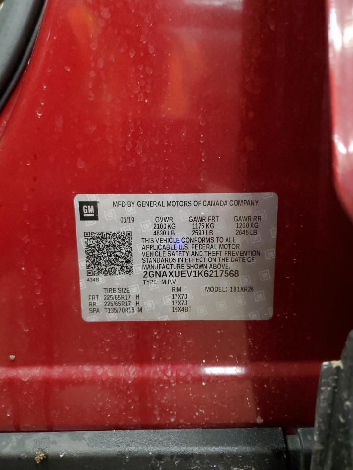 2GNAXUEV1K6217568 CHEVROLET EQUINOX 2019