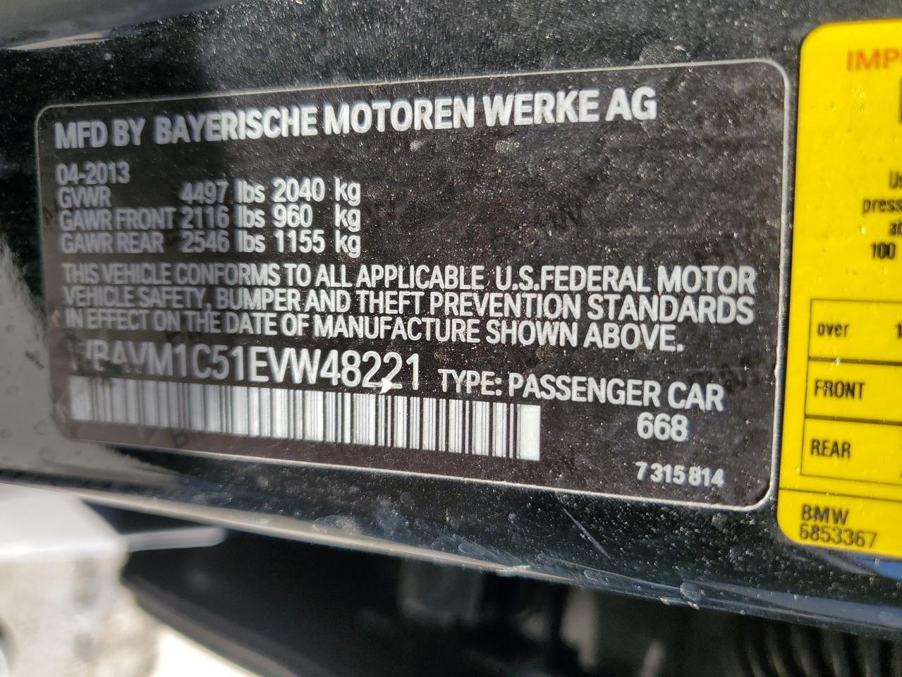 2014 BMW X1 Sdrive28I VIN: WBAVM1C51EVW48221 Lot: 52322495