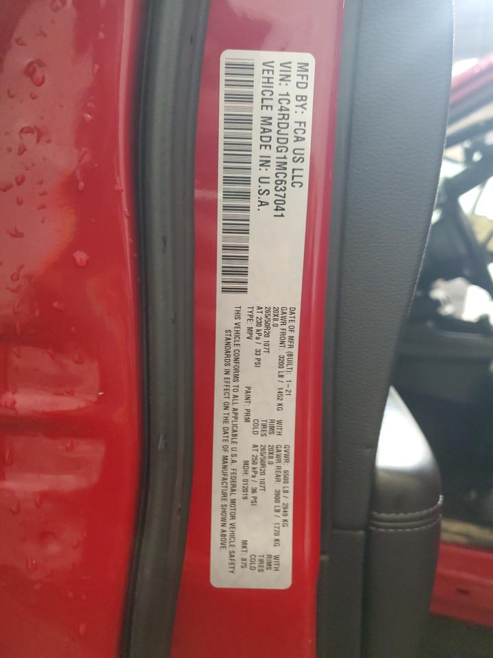 2021 Dodge Durango Gt VIN: 1C4RDJDG1MC637041 Lot: 52480925