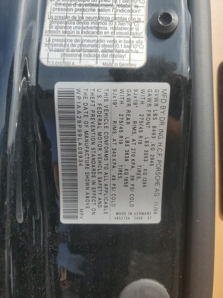 2009 Porsche Cayenne VIN: WP1AA29P99LA09934 Lot: 55247505