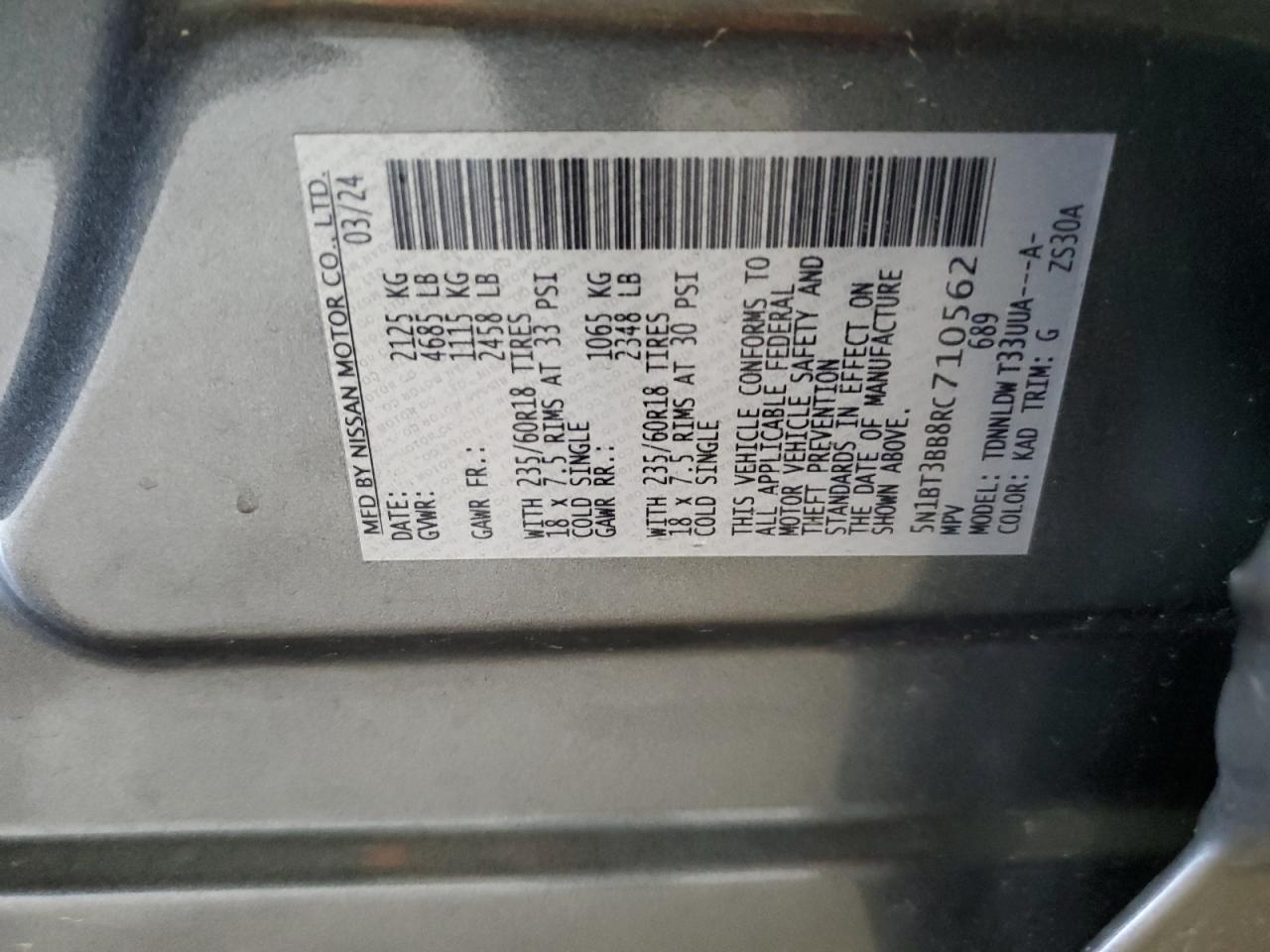 5N1BT3BB8RC710562 NISSAN ROGUE 2024
