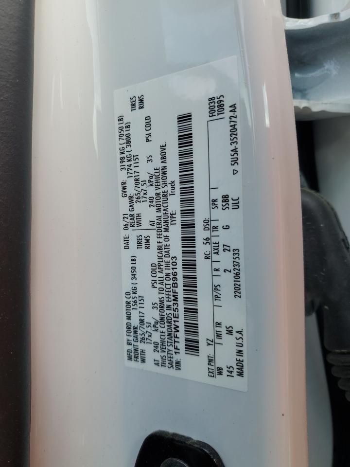 1FTFW1E53MFB96103 FORD F-150 2021