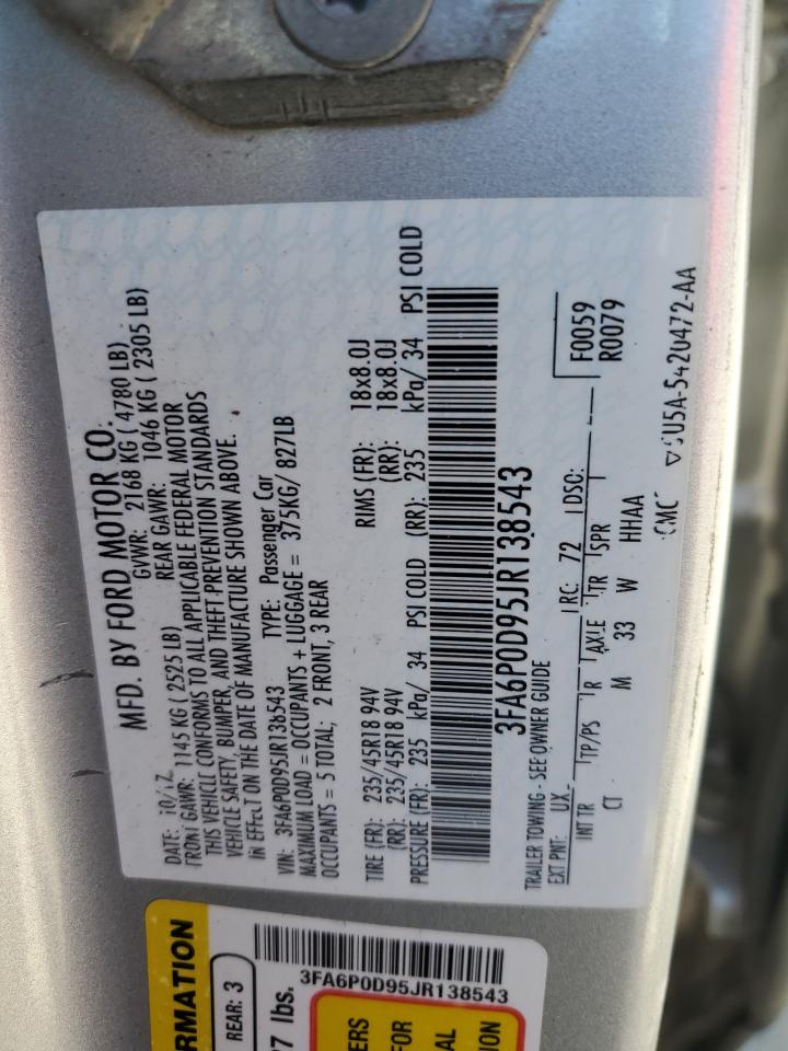 3FA6P0D95JR138543 FORD FUSION 2018