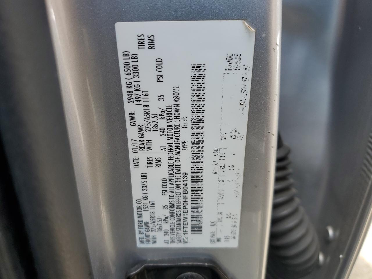 1FTEW1EP0HFB04139 FORD F-150 2017