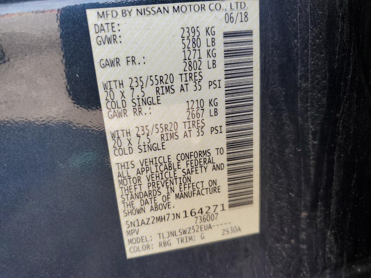5N1AZ2MH7JN164271 NISSAN MURANO 2018