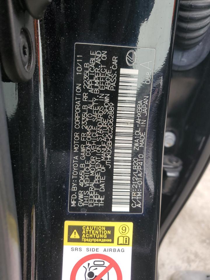 2012 Lexus Ct 200 VIN: JTHKD5BH2C2062889 Lot: 52186105