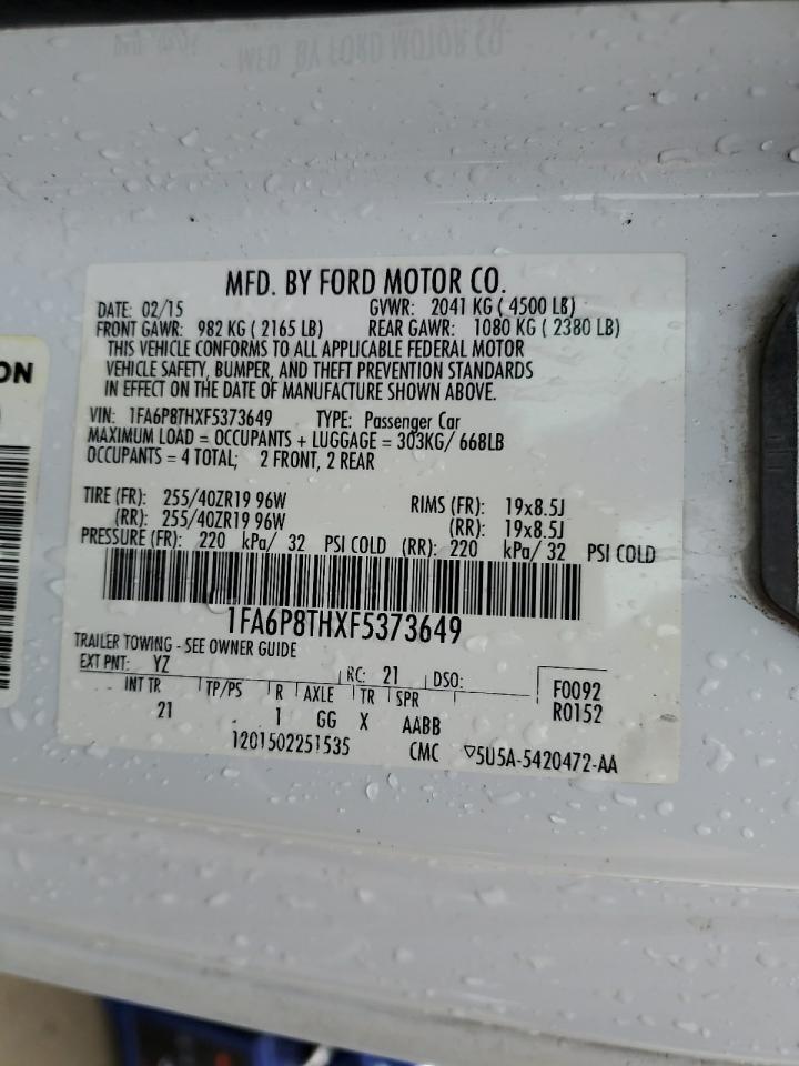 2015 Ford Mustang VIN: 1FA6P8THXF5373649 Lot: 52514365