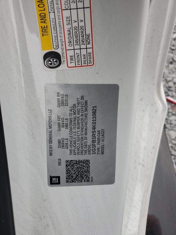 1G1FB1RS4K0110821 CHEVROLET CAMARO 2019