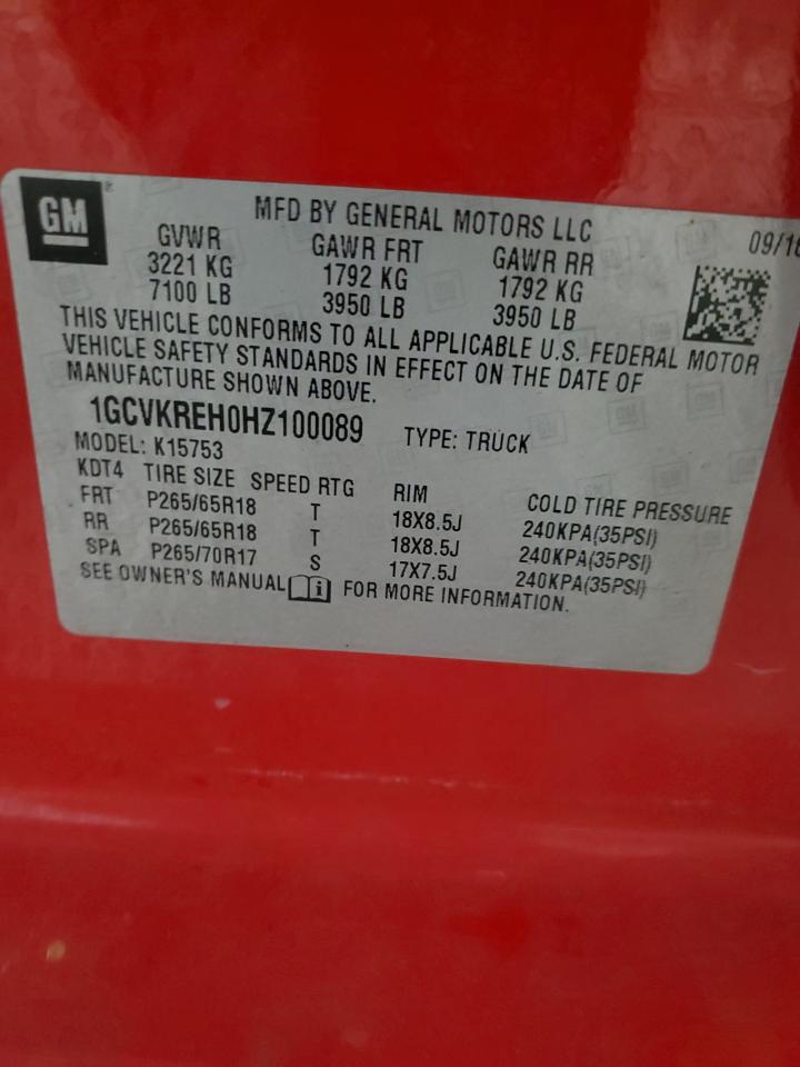 1GCVKREH0HZ100089 CHEVROLET All Models 2017