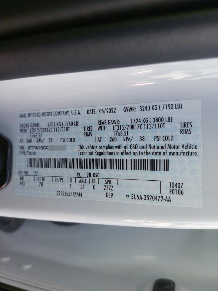1FTFW1RGXNFB38633 - 2022 Ford F150 - #undefined