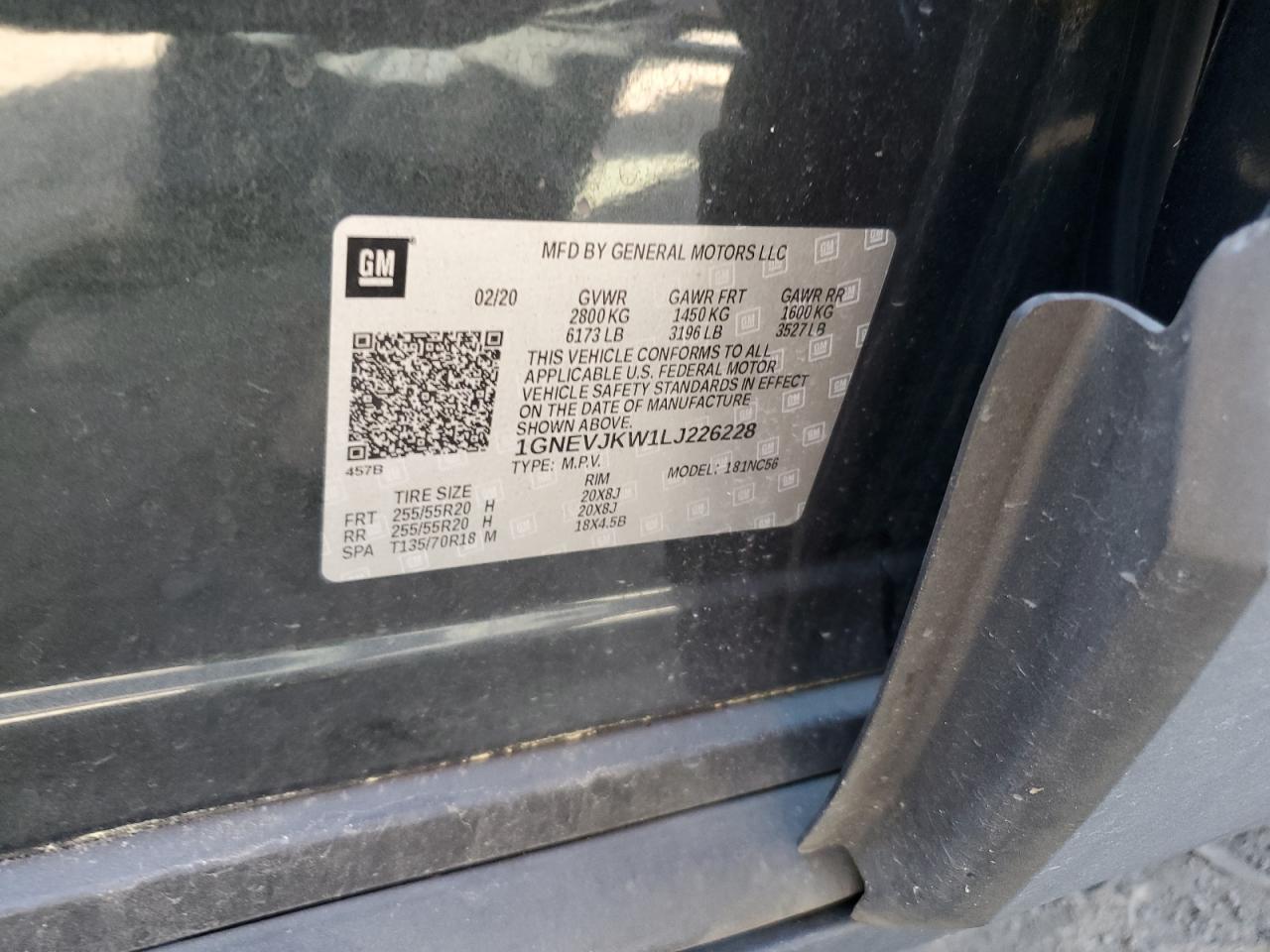 1GNEVJKW1LJ226228 CHEVROLET TRAVERSE 2020