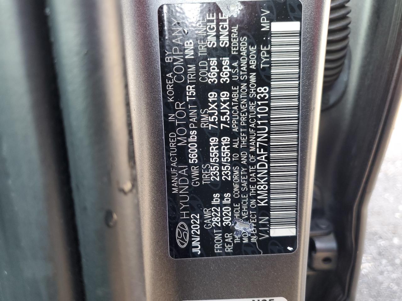 2022 Hyundai Ioniq 5 Sel VIN: KM8KNDAF7NU110138 Lot: 51461315
