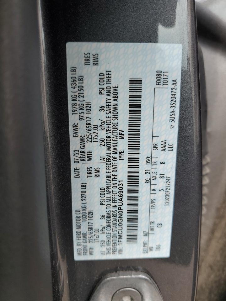 1FMCU0GN0PUA69031 FORD ESCAPE ACT 2023