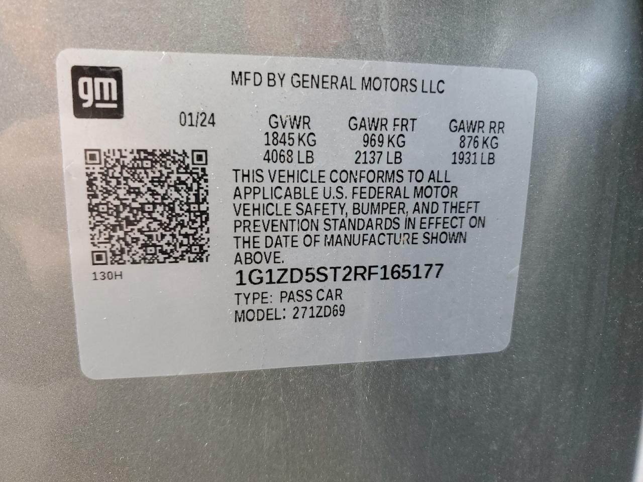 1G1ZD5ST2RF165177 CHEVROLET MALIBU 2024