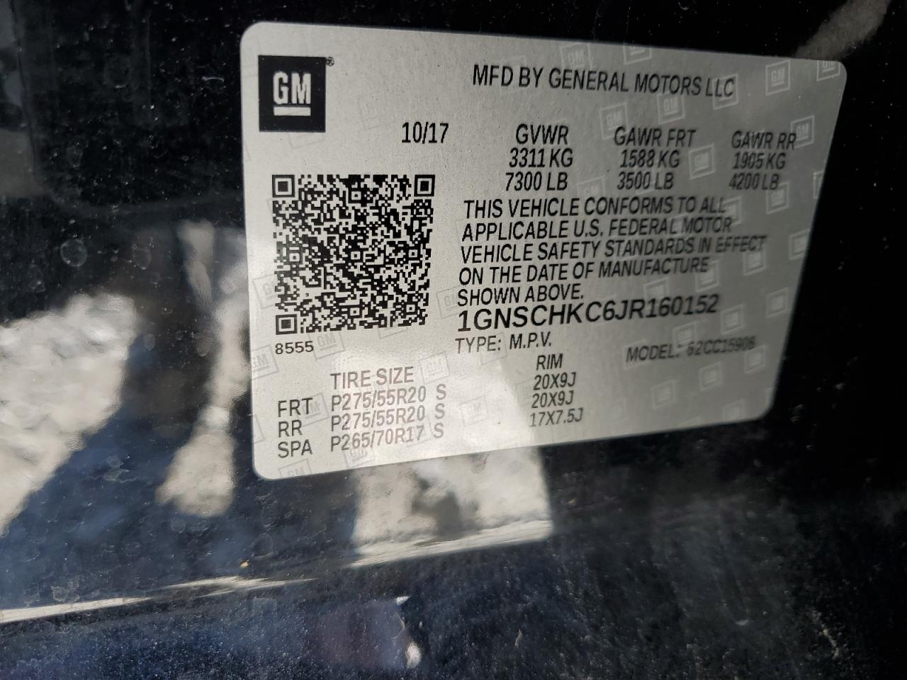 2018 Chevrolet Suburban C1500 Lt VIN: 1GNSCHKC6JR160152 Lot: 49238125