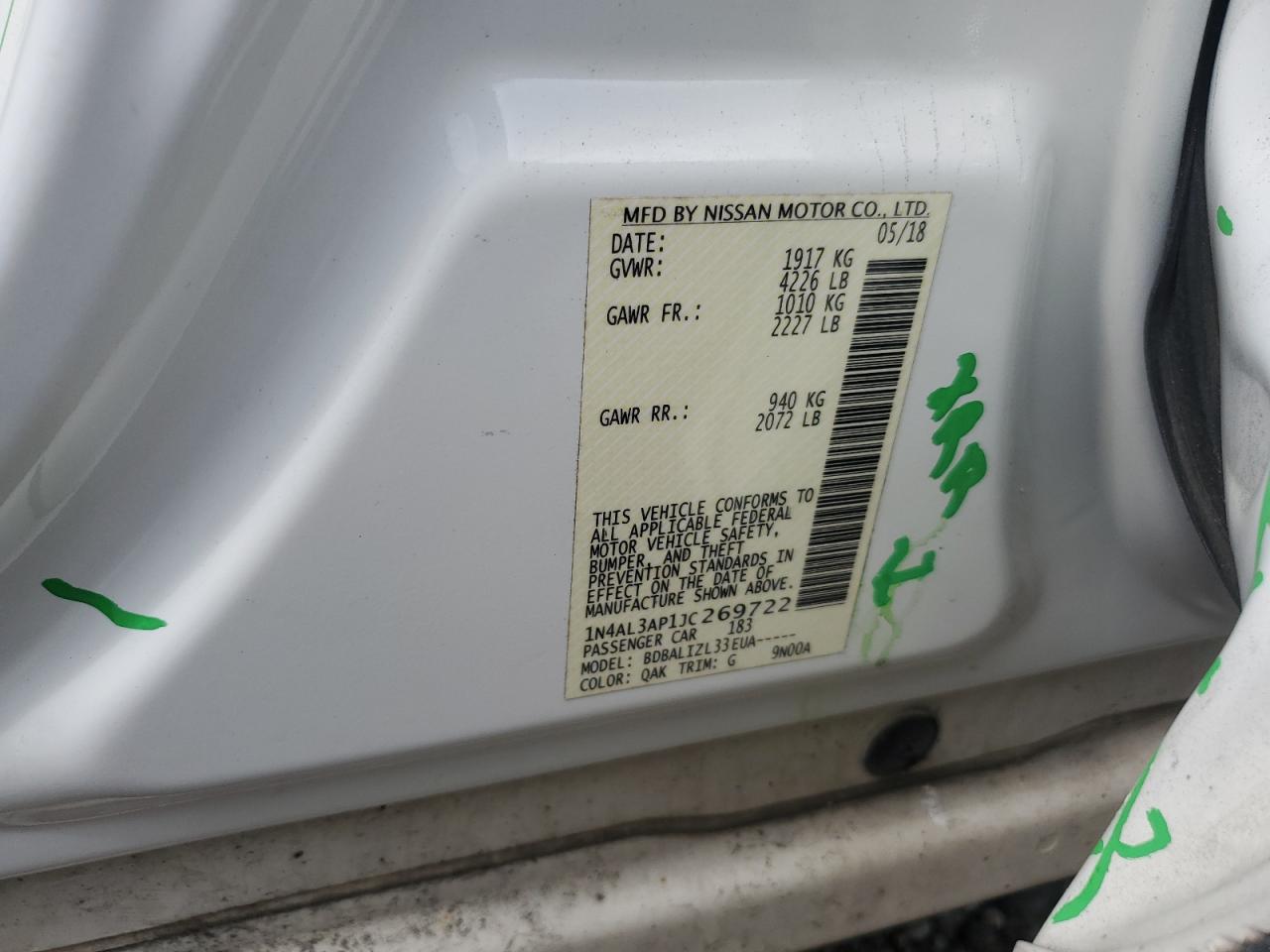 1N4AL3AP1JC269722 NISSAN ALTIMA 2018