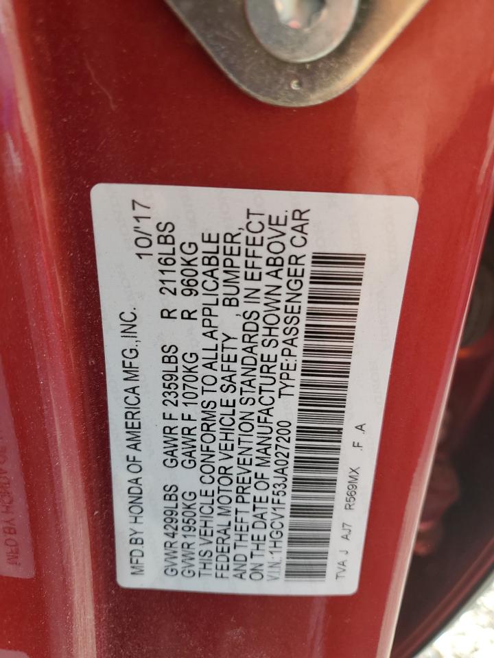 1HGCV1F53JA027200 HONDA ACCORD 2018