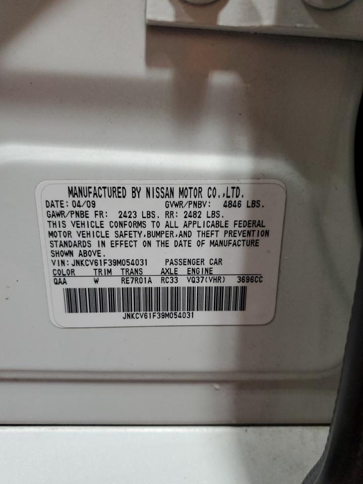 2009 Infiniti G37 VIN: JNKCV61F39M054031 Lot: 52909815