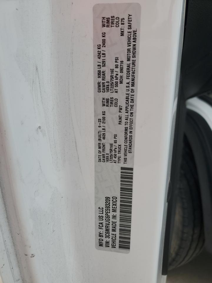 2023 Ram Promaster 3500 3500 High VIN: 3C6MRVJG6PE593209 Lot: 50459375