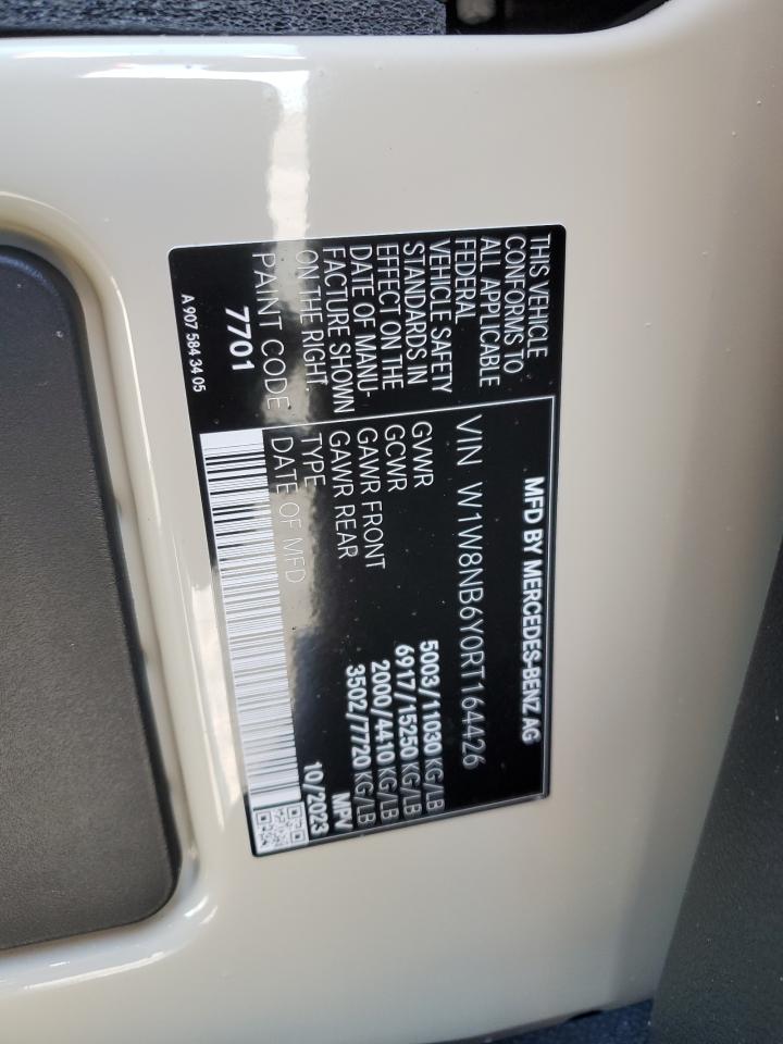 2024 Mercedes-Benz Sprinter 3500 VIN: W1W8NB6Y0RT164426 Lot: 51678665