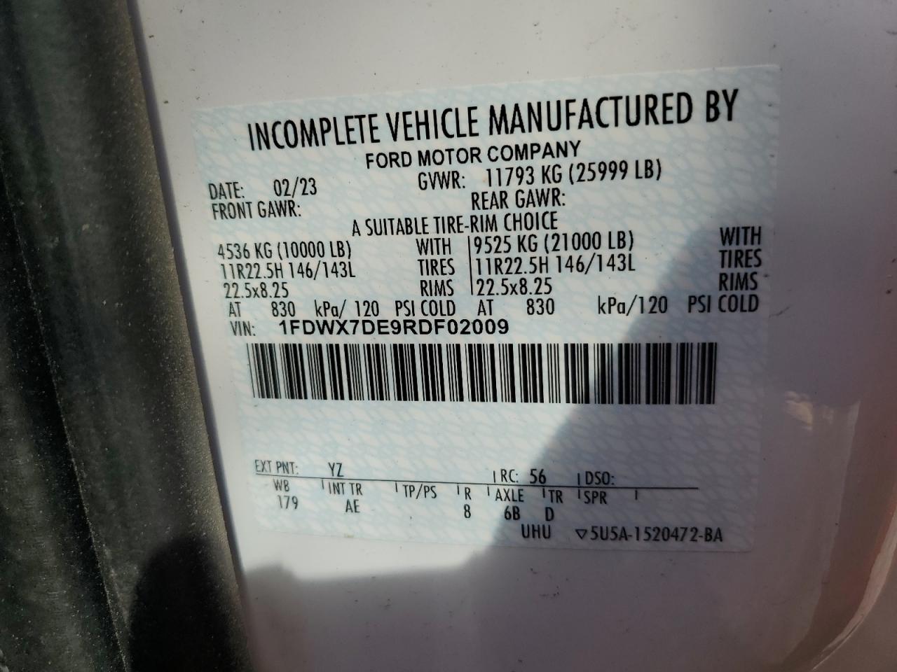 1FDWX7DE9RDF02009 FORD F750 2024