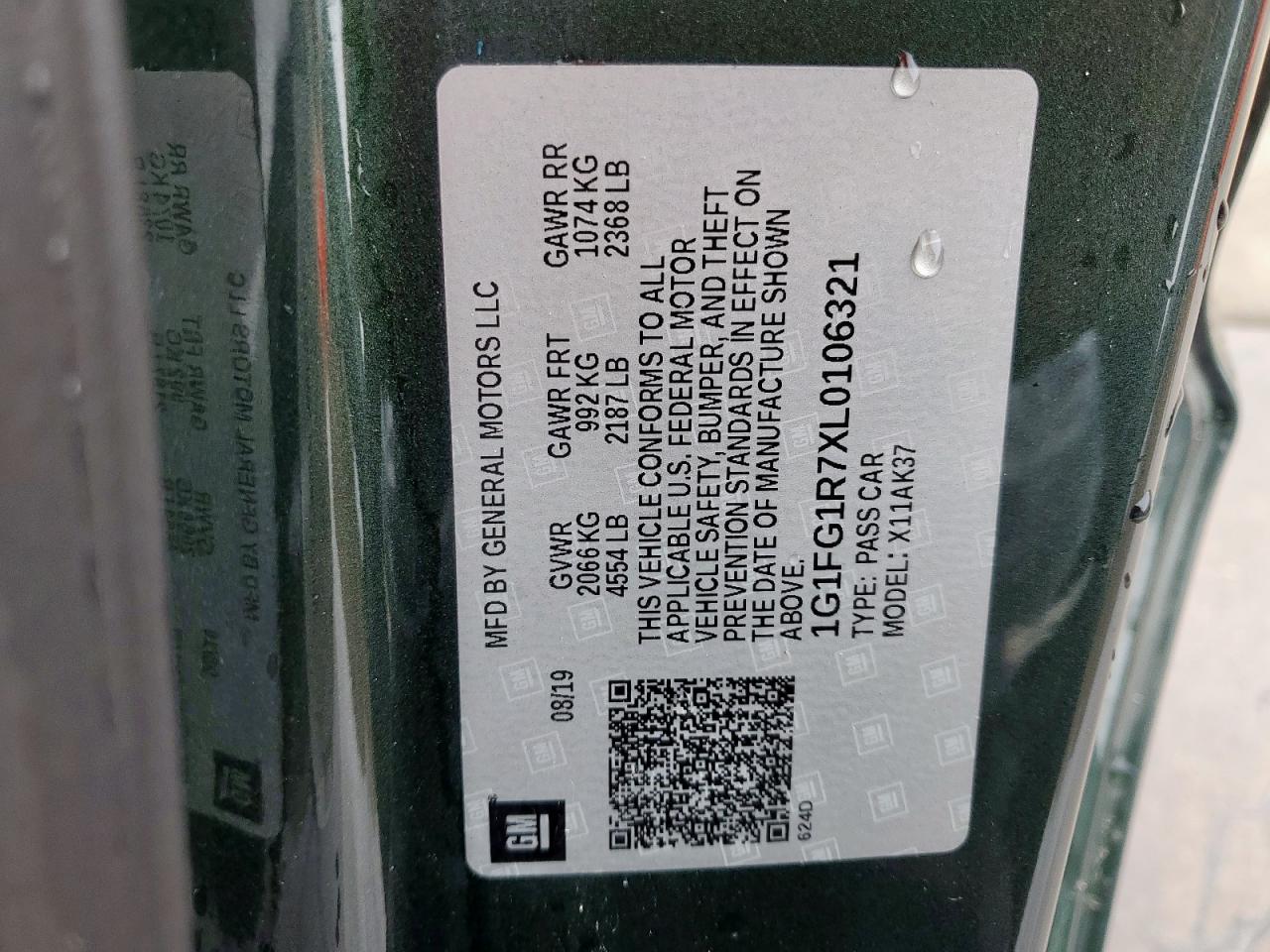 1G1FG1R7XL0106321 CHEVROLET CAMARO 2020