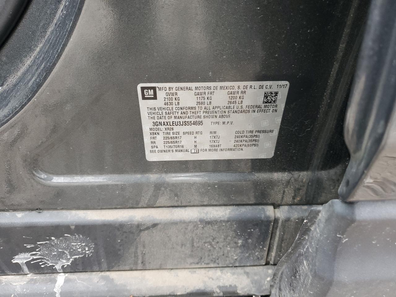 3GNAXLEU3JS554695 CHEVROLET EQUINOX 2018