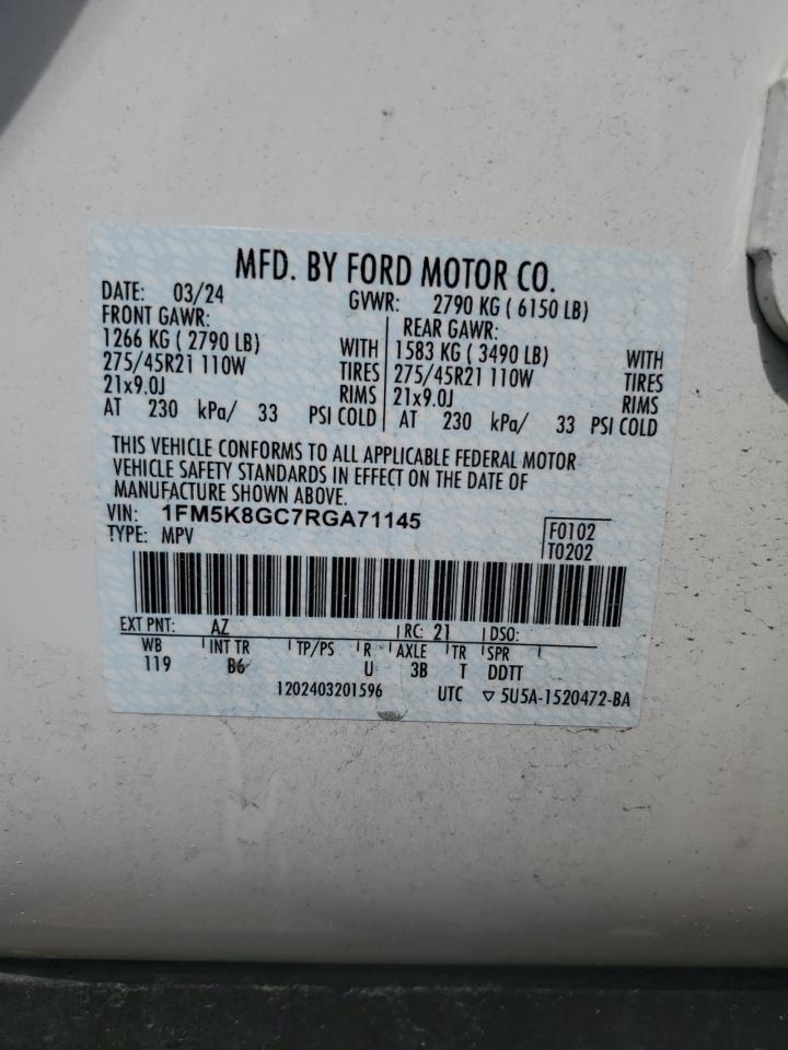 1FM5K8GC7RGA71145 FORD EXPLORER 2024