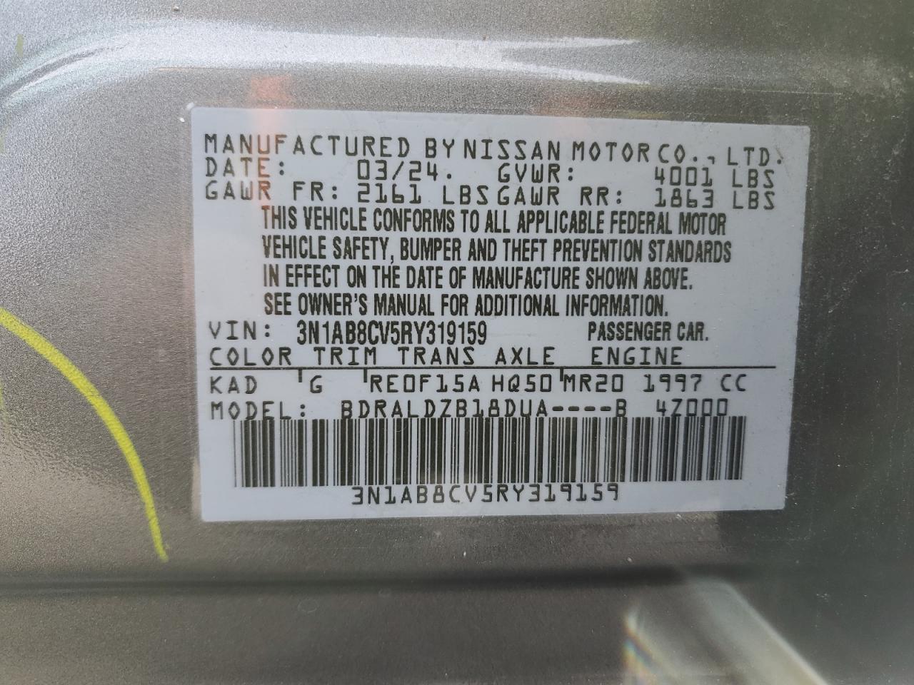 3N1AB8CV5RY319159 NISSAN SENTRA 2024
