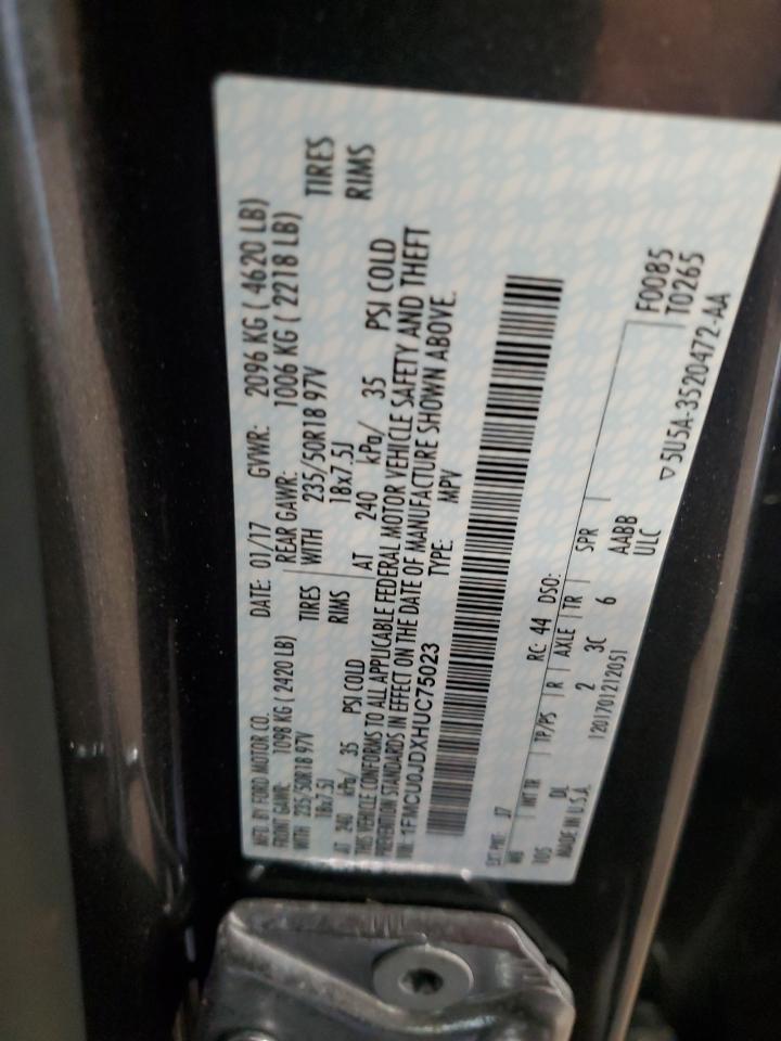 1FMCU0JDXHUC75023 FORD ESCAPE 2017