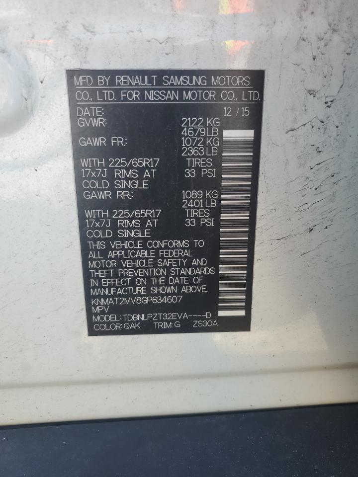 KNMAT2MV8GP634607 NISSAN ROGUE 2016