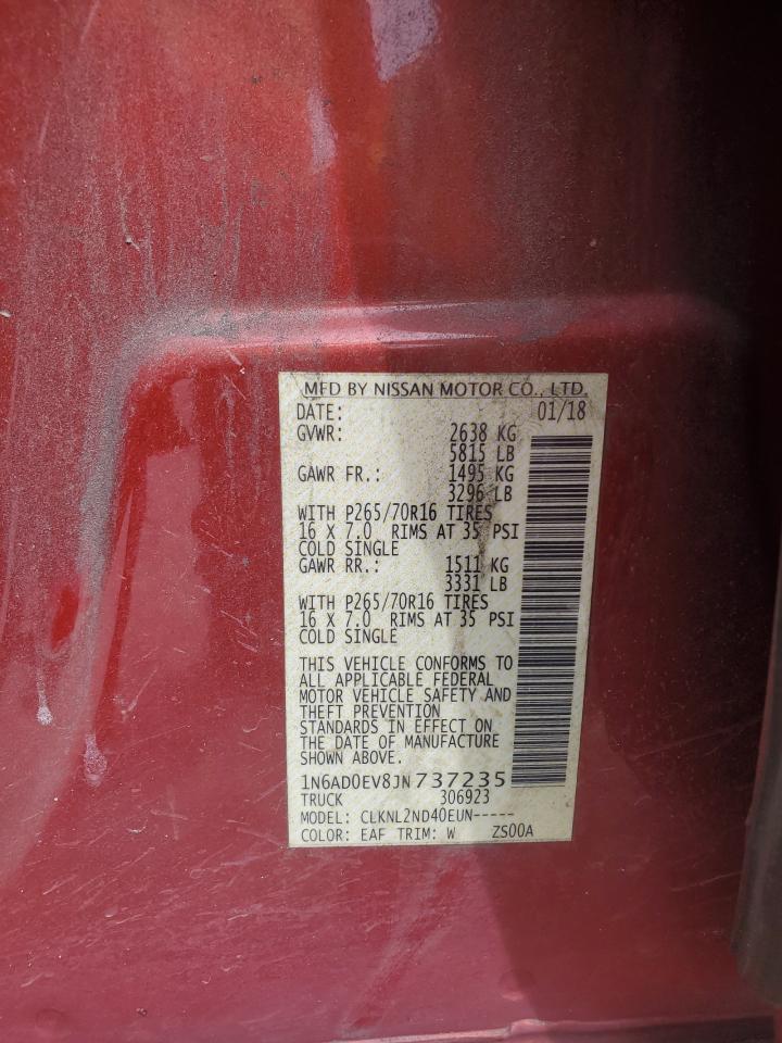 1N6AD0EV8JN737235 NISSAN FRONTIER 2018