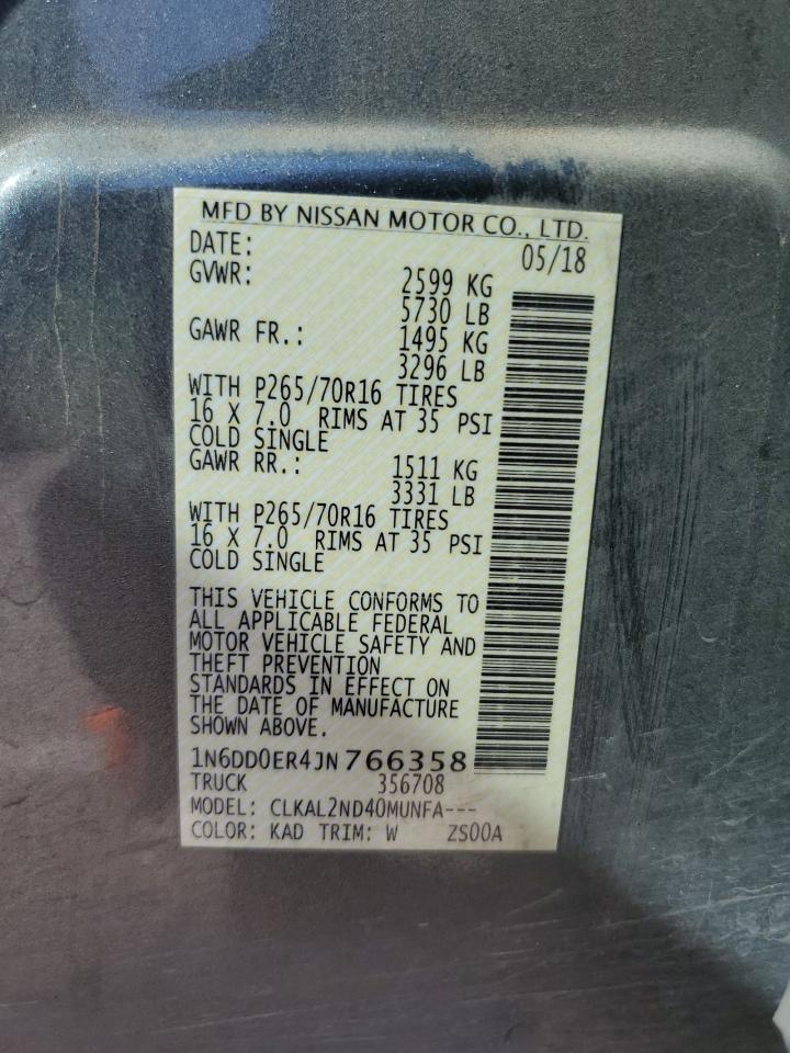 1N6DD0ER4JN766358 NISSAN FRONTIER 2018