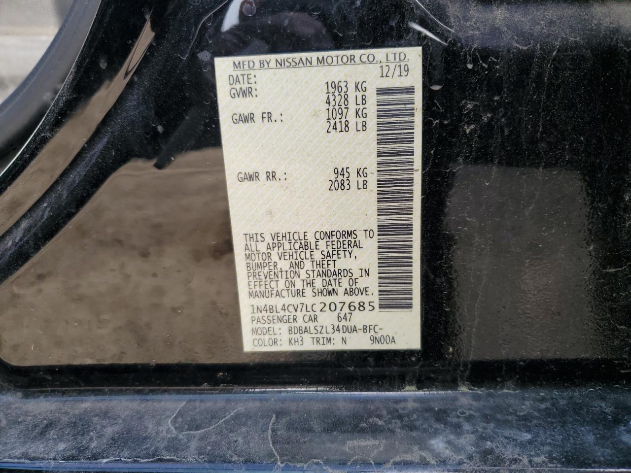 1N4BL4CV7LC207685 NISSAN ALTIMA 2020